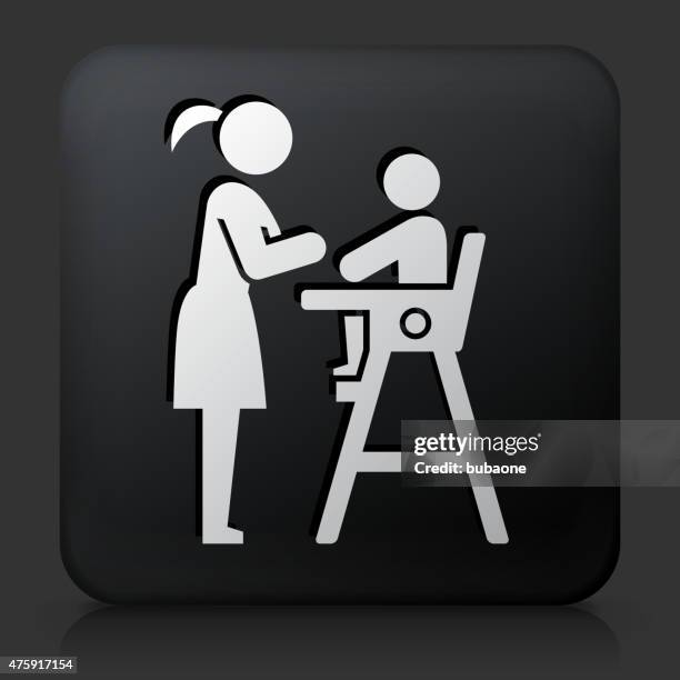 stockillustraties, clipart, cartoons en iconen met black square button with baby & mother icon - onbekend geslacht