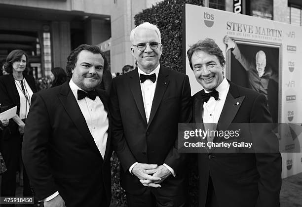 Actor Jack Black, honoree Steve Martin and actor Martin Short attend the 2015 AFI Life Achievement Award Gala Tribute Honoring Steve Martin at the...