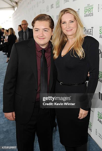 Michael Gandolfini and Marcy Wudarski attend the 2014 Film Independent Spirit Awards at Santa Monica Beach on March 1, 2014 in Santa Monica,...