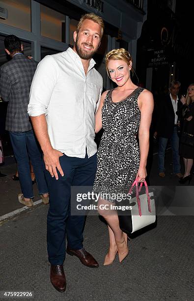 Chris Robshaw and Camilla Kerslake attend Hofit Golan's Birthday celebrations at Salmontini Le Resto in Belgravia on June 4, 2015 in London, England.