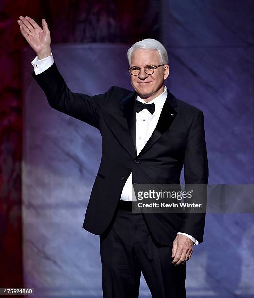 Honoree Steve Martin onstage during the 2015 AFI Life Achievement Award Gala Tribute Honoring Steve Martin at the Dolby Theatre on June 4, 2015 in...