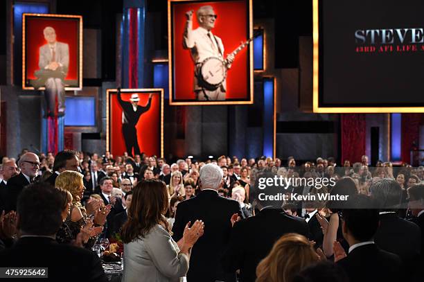 Guests applaud arrival of Honoree Steve Martin during the 2015 AFI Life Achievement Award Gala Tribute Honoring Steve Martin at the Dolby Theatre on...