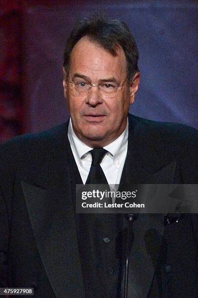 Actor/writer Dan Aykroyd speaks onstage during the 2015 AFI Life Achievement Award Gala Tribute Honoring Steve Martin at the Dolby Theatre on June 4,...