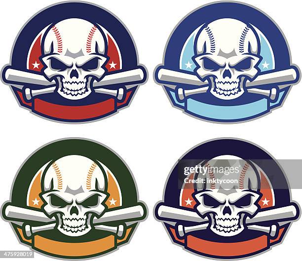 baseball & softball skull banners - softball stock illustrations