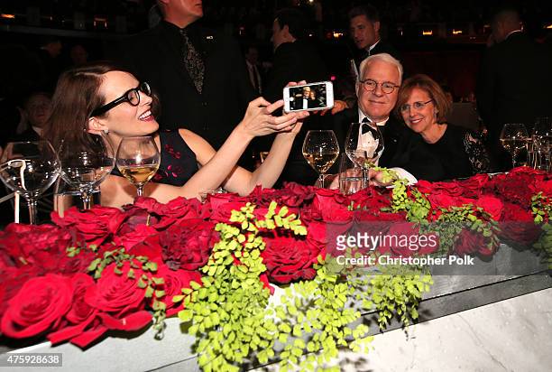 Anne Springfield takes a cellphone photo of her husband, honoree Steve Martin, and filmmaker Nancy Meyers during the 2015 AFI Life Achievement Award...