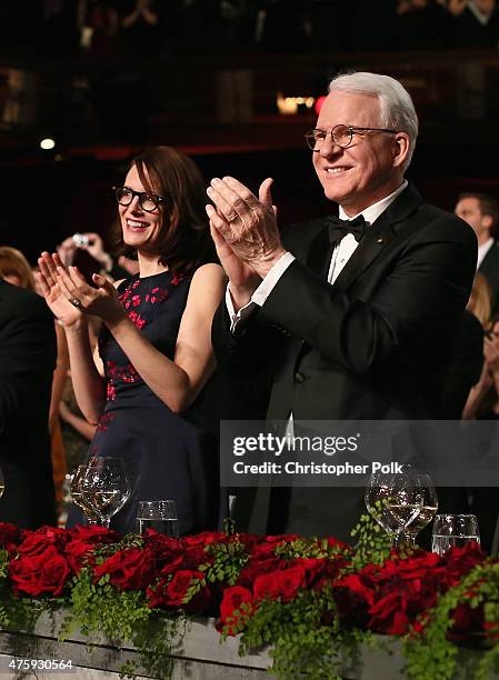 Honoree Steve Martin and wife Anne Stringfield attend the 2015 AFI Life Achievement Award Gala Tribute Honoring Steve Martin at the Dolby Theatre on...