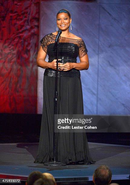 Actress/singer Queen Latifah performs onstage during the 2015 AFI Life Achievement Award Gala Tribute Honoring Steve Martin at the Dolby Theatre on...