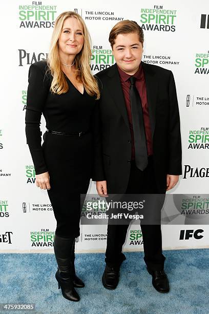 Marcy Wudarski and Michael Gandolfini attend the 2014 Film Independent Spirit Awards at Santa Monica Beach on March 1, 2014 in Santa Monica,...