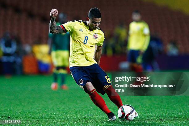 Alexis Zapata of Colombia in action during the FIFA U-20 World Cup New Zealand 2015 Group C match between Senegal and Colombia held at Waikato...