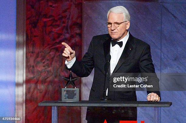 Honoree Steve Martin accepts the AFI Life Achievement Award onstage during the 2015 AFI Life Achievement Award Gala Tribute Honoring Steve Martin at...