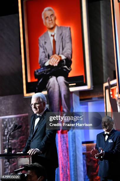 Honoree Steve Martin accepts the AFI Life Achievement Award onstage during the 43rd AFI Life Achievement Award Gala honoring Steve Martin at Dolby...