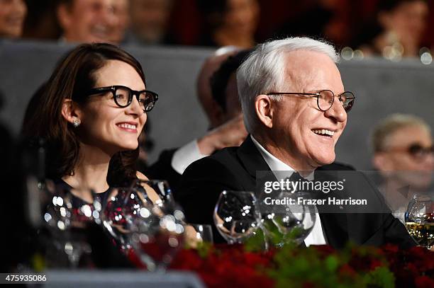 Honoree Steve Martin and Writer Anne Stringfield attend the 2015 AFI Life Achievement Award Gala Tribute Honoring Steve Martin at the Dolby Theatre...