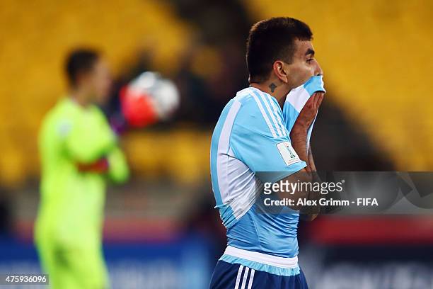Angel Correa of Argentina reacts during the FIFA U-20 World Cup New Zealand 2015 Group B match between Austria and Argentina at Wellington Regional...