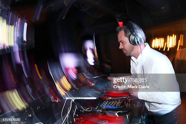 View of the DJ booth at the after party for the 2015 AFI Life Achievement Award Gala Tribute Honoring Steve Martin at the OHM Nightclub on June 4,...