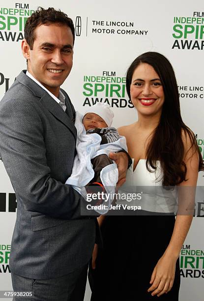 Producers Yunior Santiago and Lucy Mulloy attend the 2014 Film Independent Spirit Awards at Santa Monica Beach on March 1, 2014 in Santa Monica,...