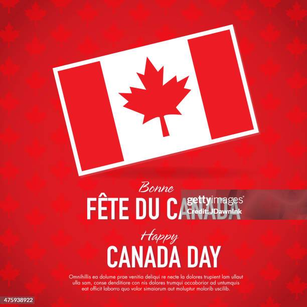 bilingual happy canada day celebration greeting card design template - bilingual stock illustrations