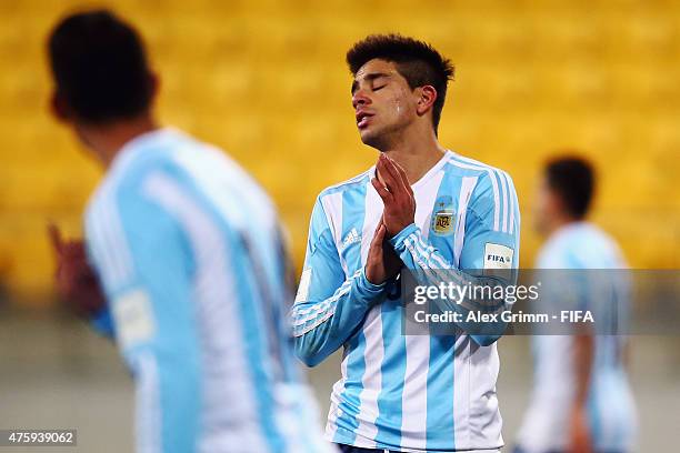 Giovanni Simeone of Argentina reacts during the FIFA U-20 World Cup New Zealand 2015 Group B match between Austria and Argentina at Wellington...