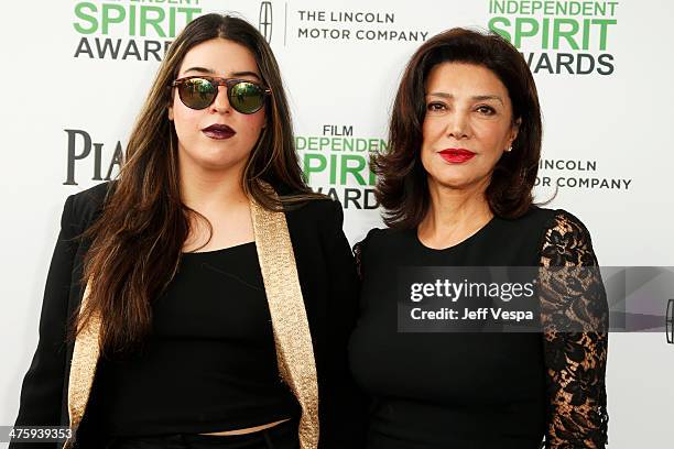 Tara Touzie and actress Shohreh Aghdashloo attends the 2014 Film Independent Spirit Awards at Santa Monica Beach on March 1, 2014 in Santa Monica,...