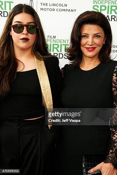 Tara Touzie and actress Shohreh Aghdashloo attends the 2014 Film Independent Spirit Awards at Santa Monica Beach on March 1, 2014 in Santa Monica,...