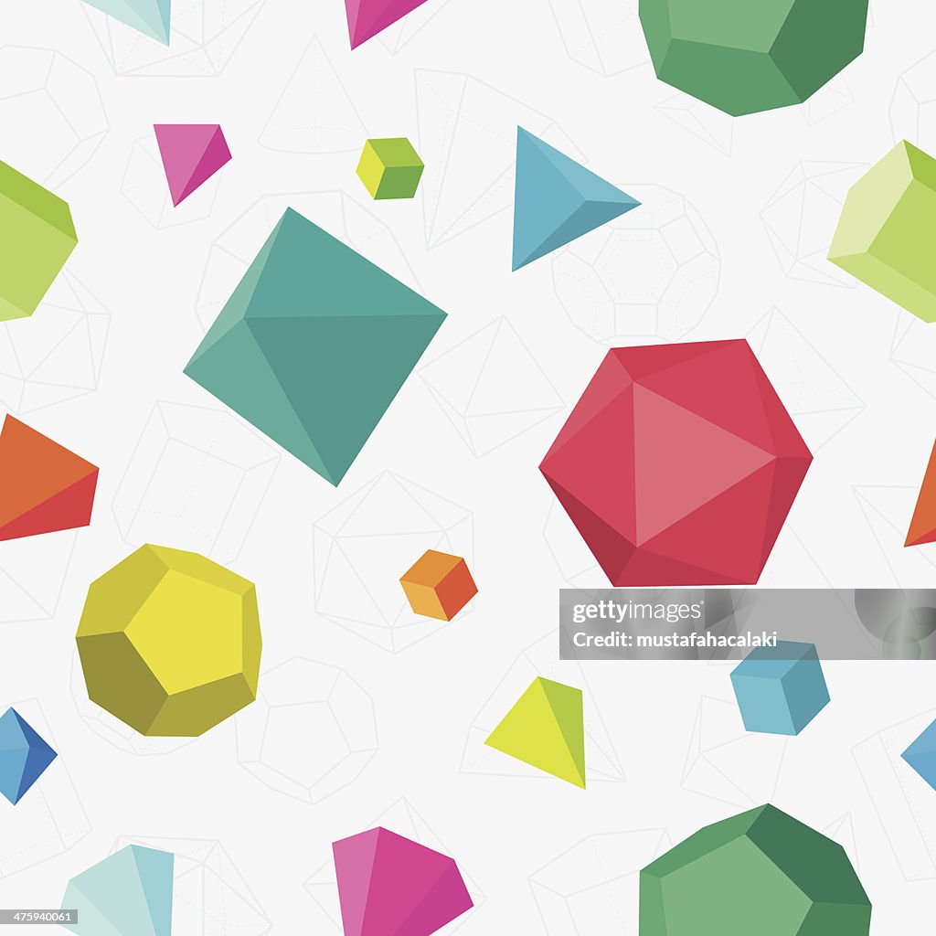 Colourful 3D solids seamless pattern