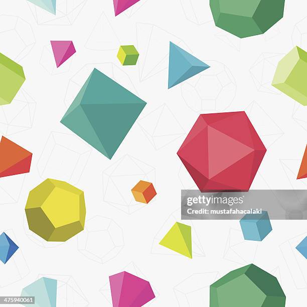 colourful 3d solids seamless pattern - mathematical symbol stock illustrations