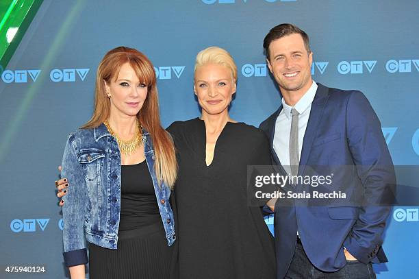 Lauren Holly, Kristin Lehman and Brendan Penny attend CTV Upfront 2015 Presentation at Sony Centre For Performing Arts on June 4, 2015 in Toronto,...