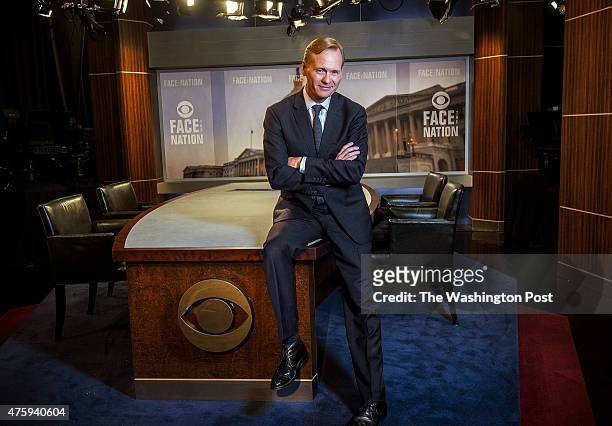 John Dickerson, new host of CBS' "Face the Nation" who takes over the job June 7th, on the set on May 2015 in Washington, DC.