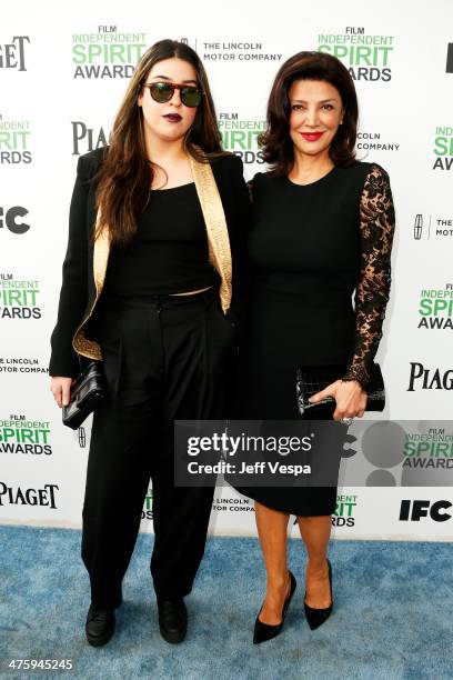 Tara Touzie and actress Shohreh Aghdashloo attend the 2014 Film Independent Spirit Awards at Santa Monica Beach on March 1, 2014 in Santa Monica,...