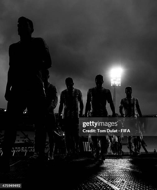 Players of Argentina enter the tunnel prior to the FIFA U-20 World Cup New Zealand 2015 Group B match between Austria and Argentina at Wellington...