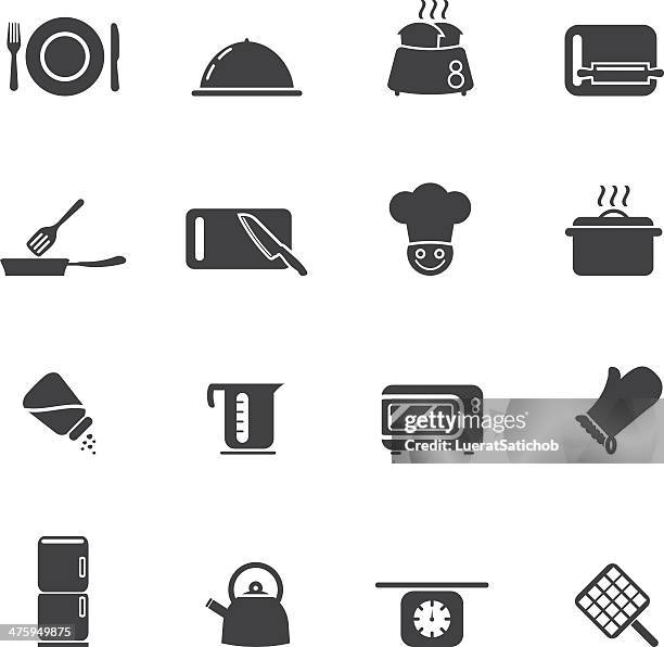 cooking silhouette icons - broiling stock illustrations