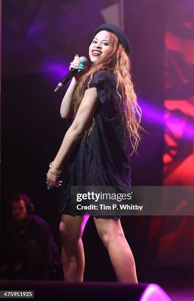 Amira McCarthy of Neon Jungle performs at NCS YES Live at Brixton Academy on March 1, 2014 in London, England.