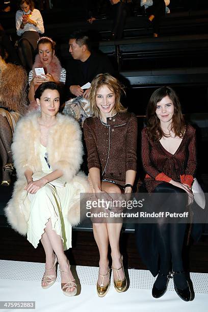 Actresses Loan Chabanol, Pauline Lefevre and Lou Lesage attend the Sonia Rykiel show as part of the Paris Fashion Week Womenswear Fall/Winter...