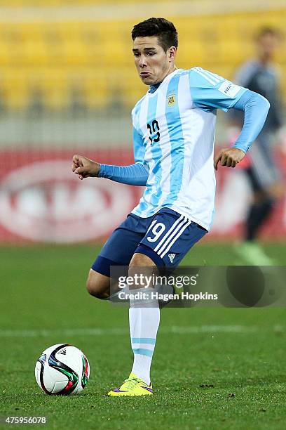 Emiliano Buendia of Argentina in action during the FIFA U-20 World Cup New Zealand 2015 Group B match between Austria and Argentina at Wellington...