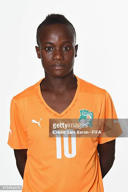 Ange Nguessan of Cote d'Ivoire poses during the FIFA Women's World Cup 2015 portrait session at Fairmont Chateau Laurier on June 3, 2015 in Ottawa,...
