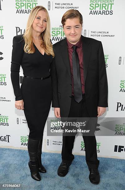 Marcy Wudarski and Michael Gandolfini attend the 2014 Film Independent Spirit Awards at Santa Monica Beach on March 1, 2014 in Santa Monica,...