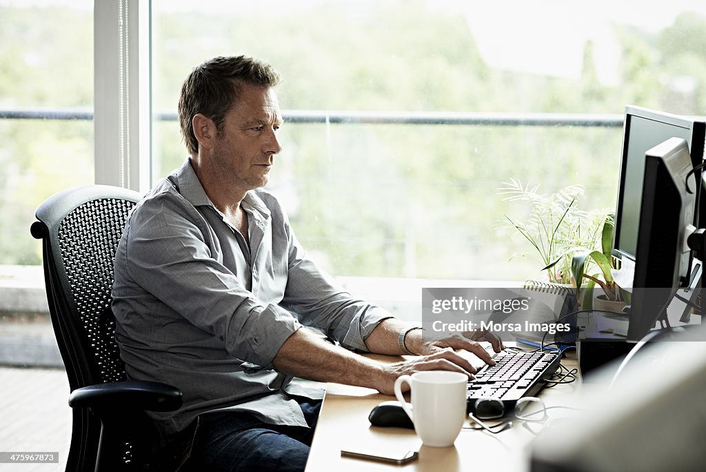 Business man working on computer
