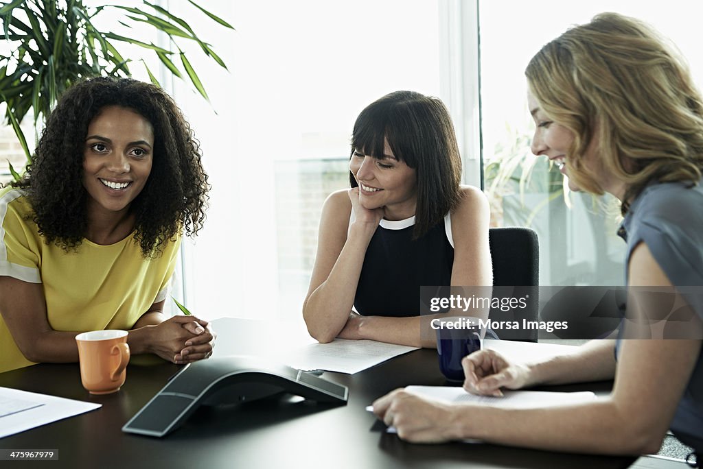 Businesswomen on conference call