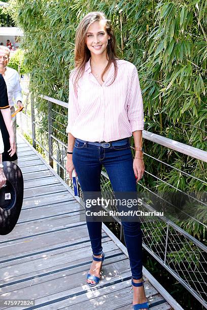 Journalist Ophelie Meunier attends the 2015 Roland Garros French Tennis Open - Day Thirteen, on June 5, 2015 in Paris, France.