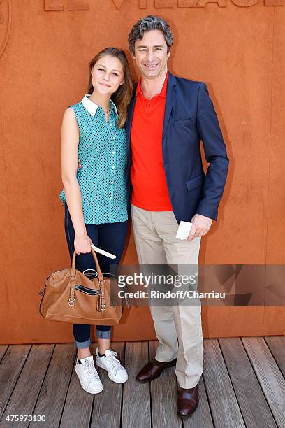 Managing Director of Facebook Laurent Solly and his daughter Victoire attend the 2015 Roland Garros French Tennis Open - Day Thirteen, on June 5,...