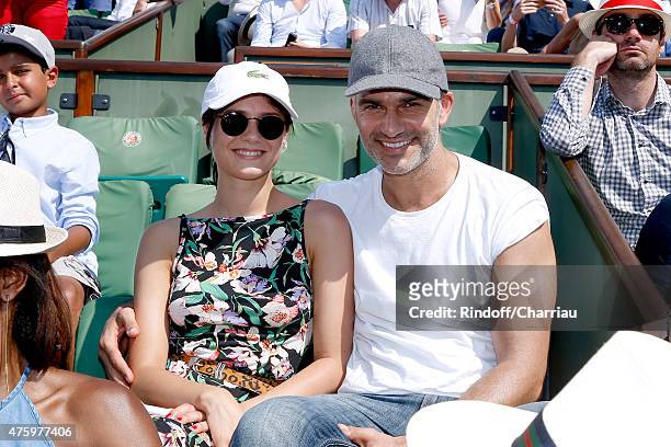 Francois Vincentelli and his wife Alice Dufour attend the 2015 Roland Garros French Tennis Open - Day Thirteen, on June 5, 2015 in Paris, France.