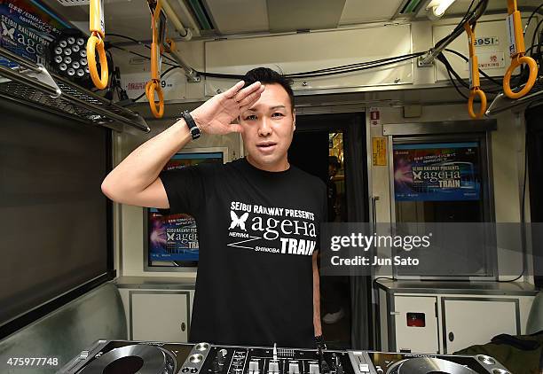 Poses for a photograph during SEIBU RAILWAY PRESENTS ageHa TRAIN on June 5, 2015 in Tokyo, Japan. The Seibu Railway Company, Ltd. And the night-club...