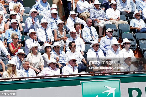 Former Tennis Player Bjorn Borg and his wife, TV Host Michel Drucker, Pascal Desprez, Miss Manule Valls, Violonist Anne Gravoin, President of FFT...