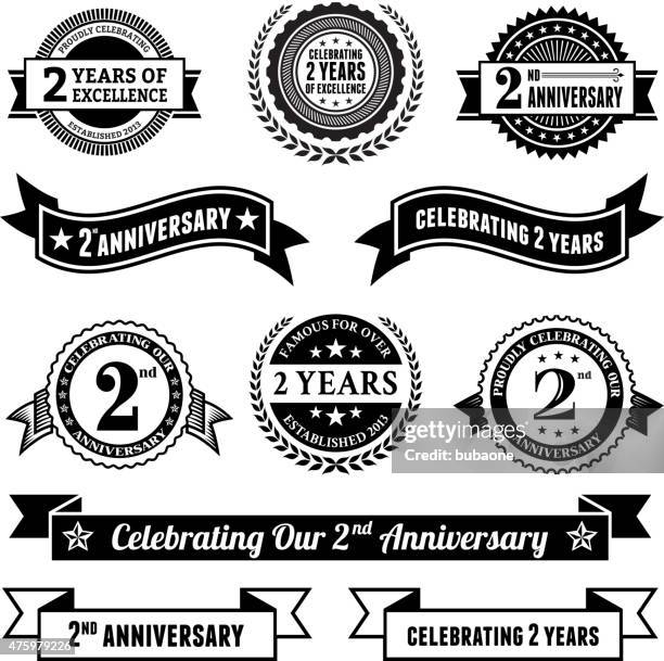 two year anniversary vector badge set royalty free vector background - 2 3 years stock illustrations