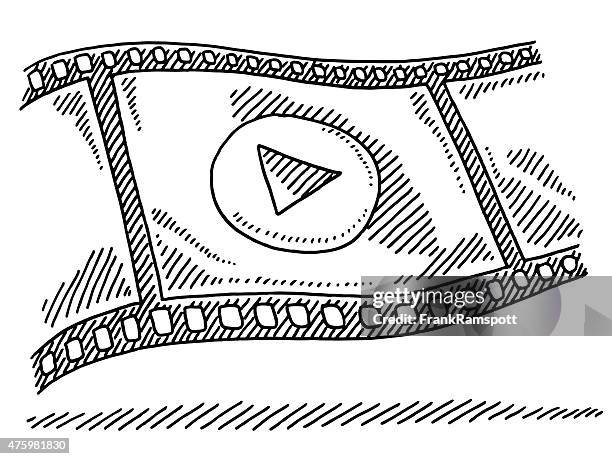 film strip video play symbol drawing - movie strip stock illustrations