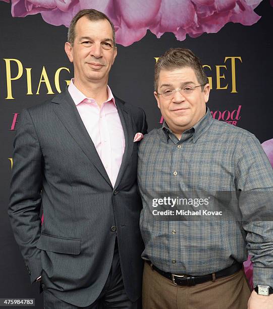 Piaget CEO Philippe Leopold-Metzger and host Patton Oswalt, wearing Piaget, pose in the Piaget Lounge during the 2014 Film Independent Spirit Awards...