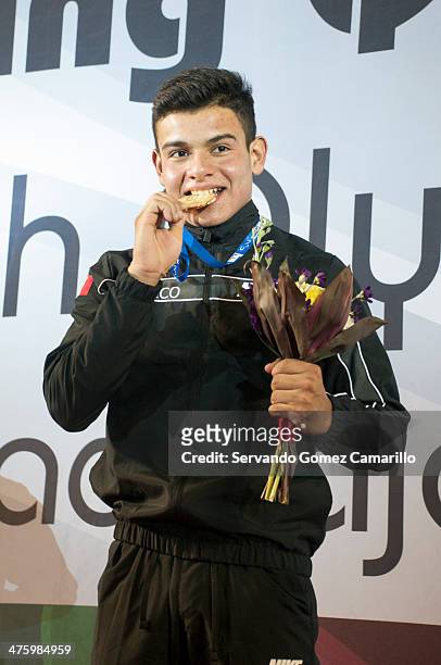 Rodrigo López wins the gold medal in the 3 meter springboard during the Day 1 of a diving qualifier for the Youth Olympic Games Nanjing 2014 at the...