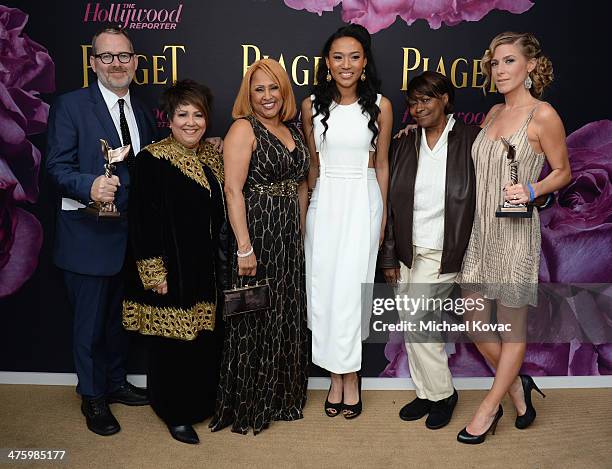 Singers Judith Hill and Darlene Love and guests pose in the Piaget Lounge during the 2014 Film Independent Spirit Awards at Santa Monica Beach on...