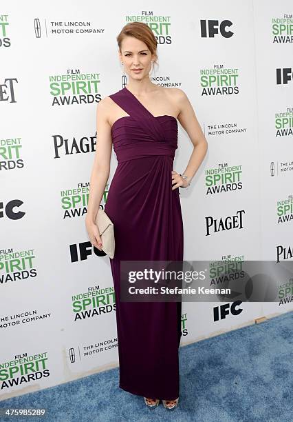 Guest poses in the Piaget Lounge during the 2014 Film Independent Spirit Awards at Santa Monica Beach on March 1, 2014 in Santa Monica, California.