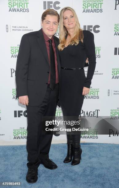 Michael Gandolfini and Marcy Wudarski arrive at the 2014 Film Independent Spirit Awards on March 1, 2014 in Santa Monica, California.