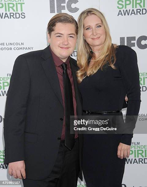 Michael Gandolfini and Marcy Wudarski arrive at the 2014 Film Independent Spirit Awards on March 1, 2014 in Santa Monica, California.